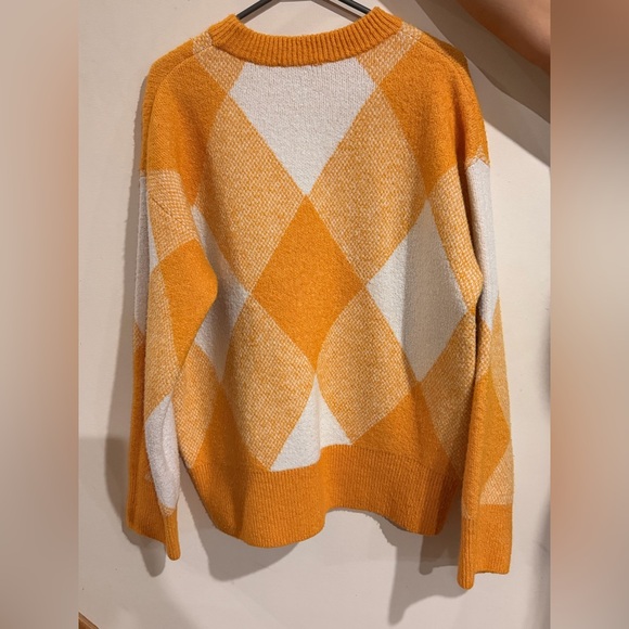 Orange Argyle Knit Sweater | Zara - Picture 2 of 4